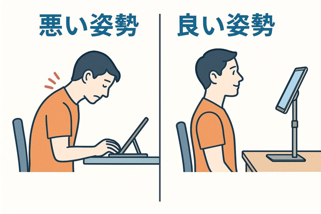 悪い姿勢 vs 良い姿勢 比較図