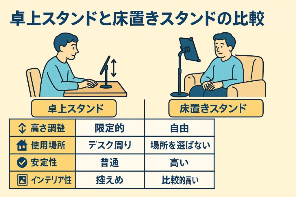 卓上スタンドと床置きスタンドの比較
