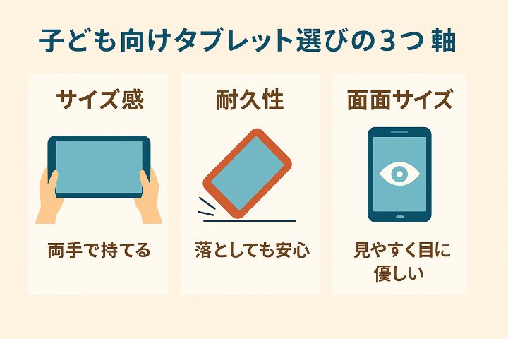 子ども向けタブレット選びの3つの軸