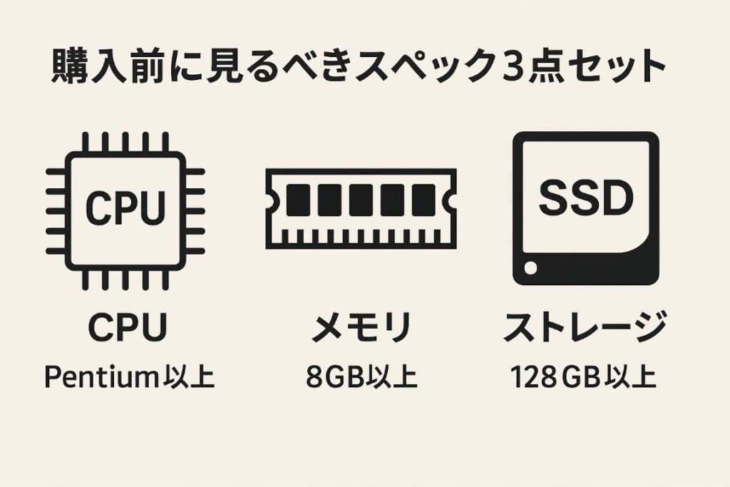 購入前に見るべきスペック3点セット